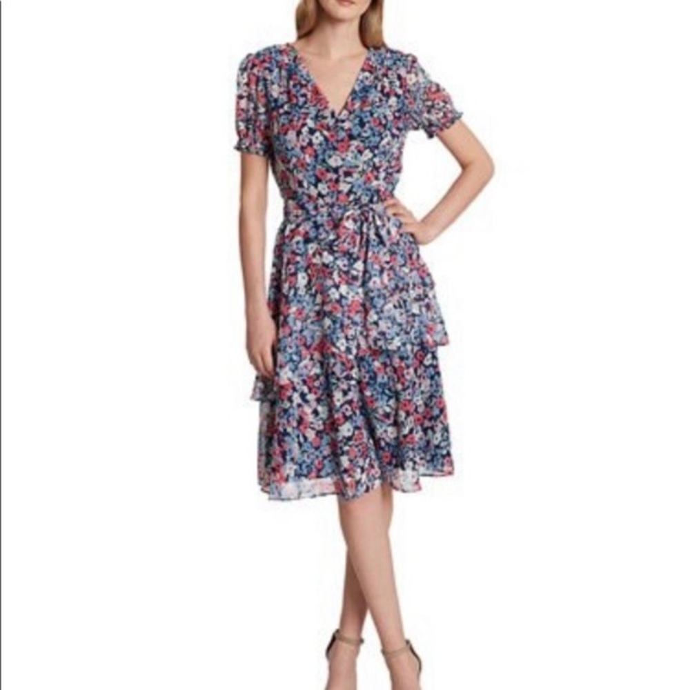 Tahari ASL‎ Floral Print Faux Wrap Dress